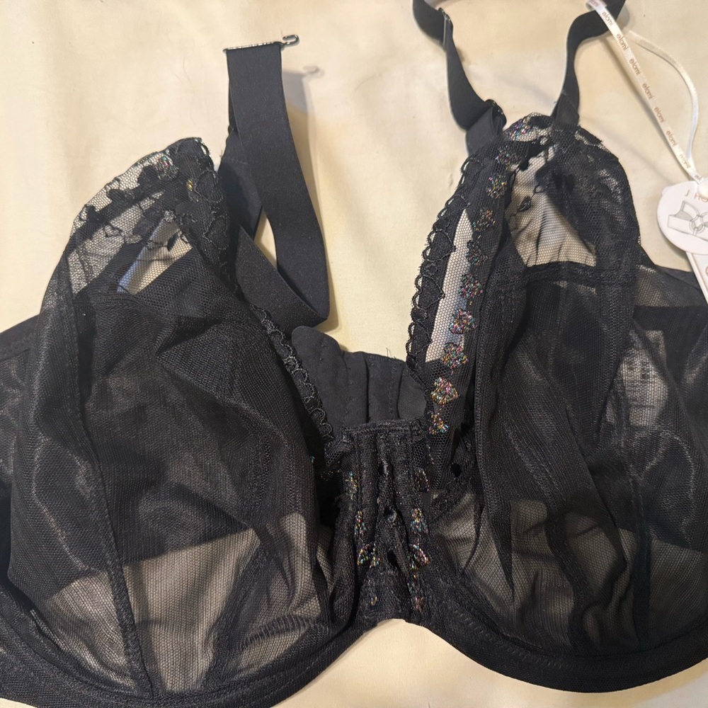 Elomi Sheer Black Embroidered Bra